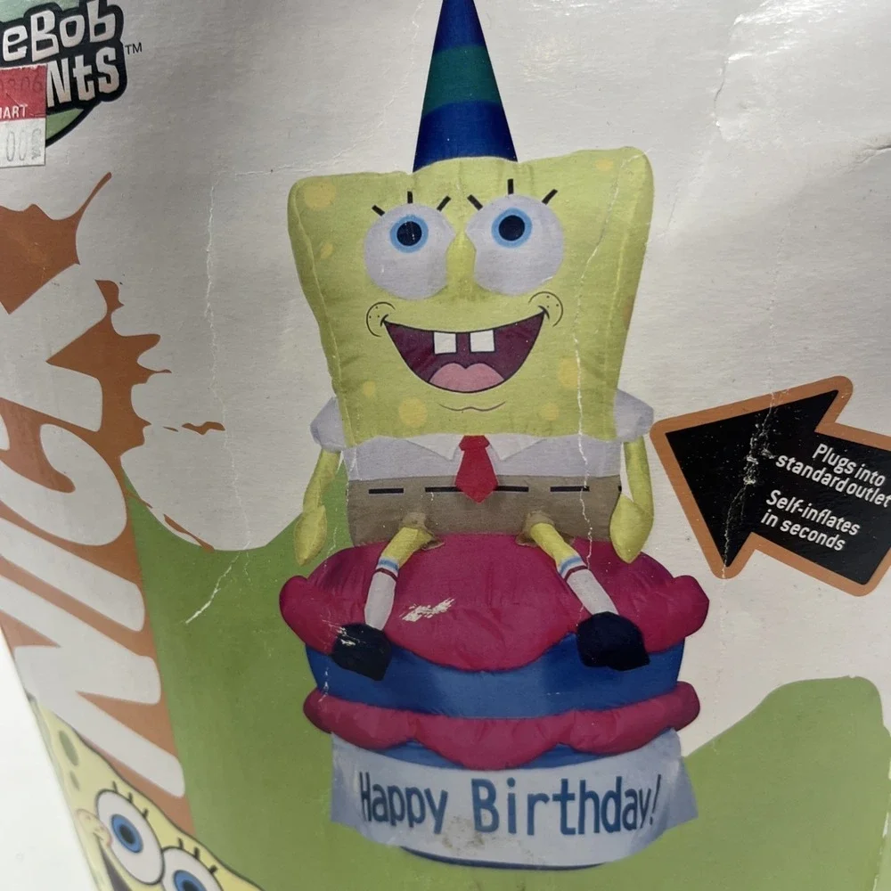 SpongeBob SquarePants Gemmy Airblown Happy Birthday 4' Tall Inflatable 2004